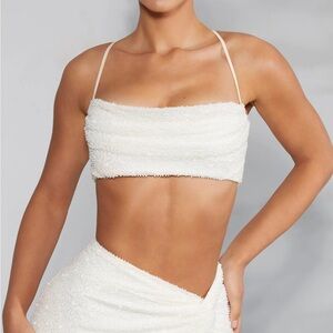 Oh Polly ivory embellished top- size 4 can be worn with a set NEVER WORN